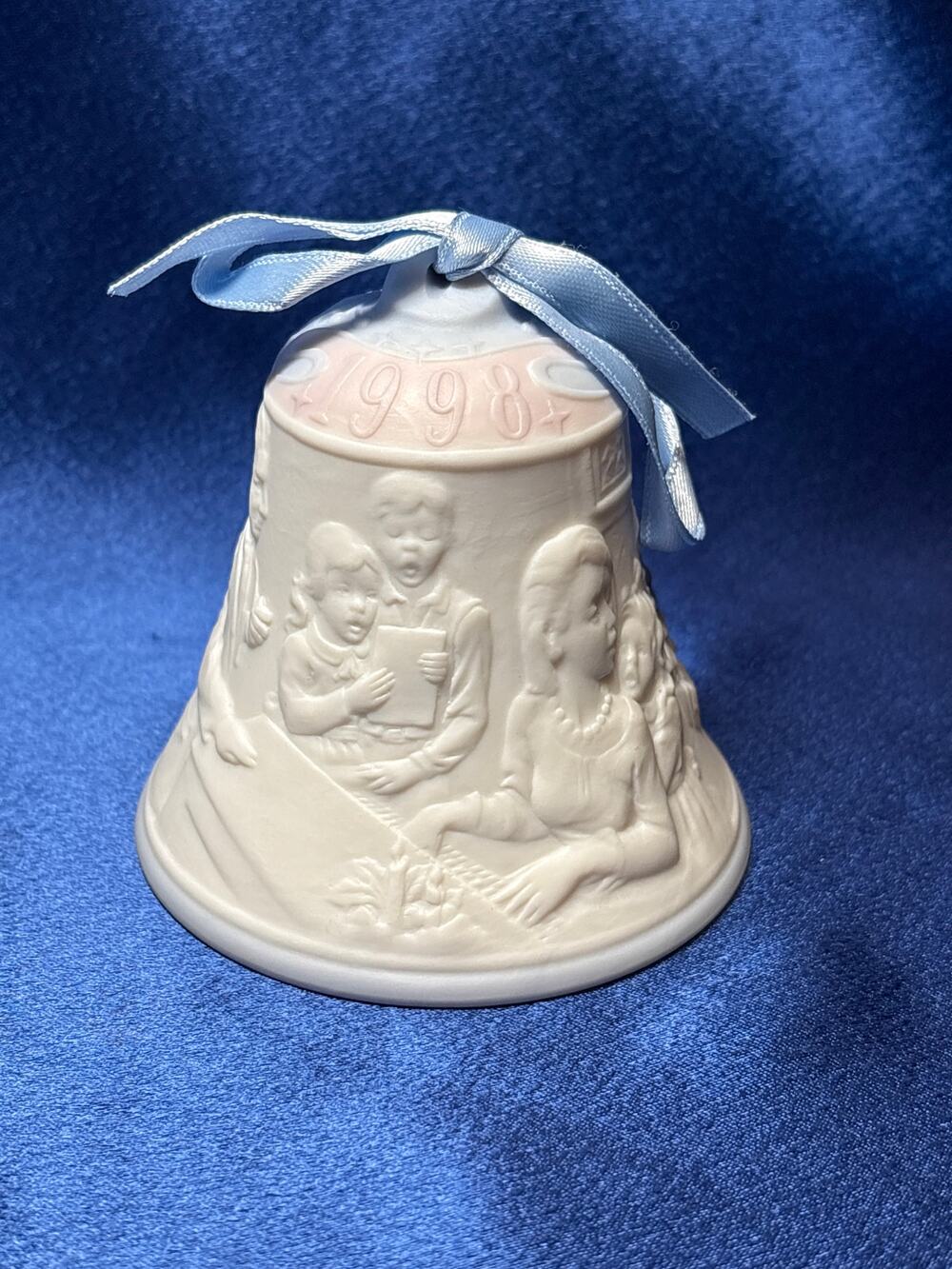 Vintage Lladro 1998 Bisque Porcelain Christmas Bell Ornament